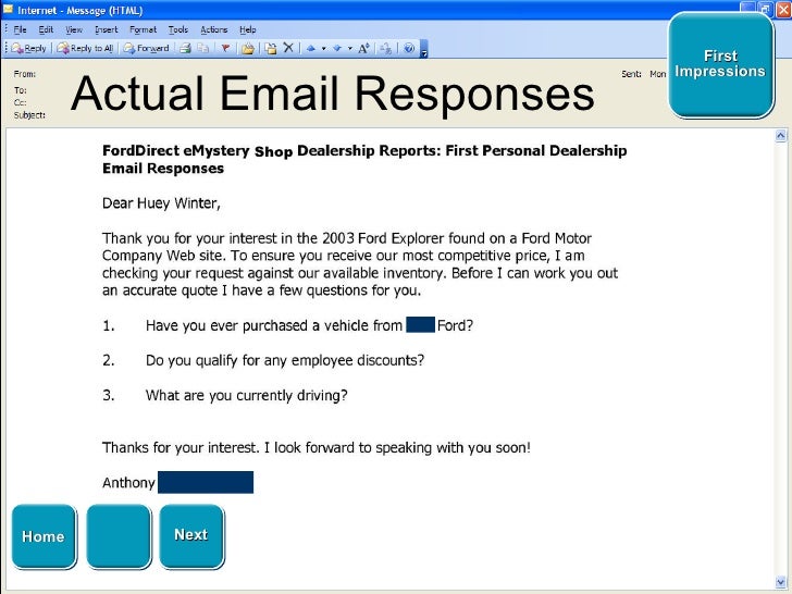 Car Sales Email Responses Car Sales Email Responses