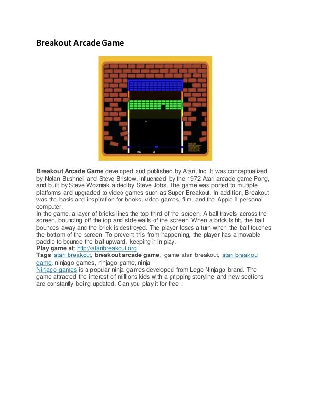 Breakout arcade game