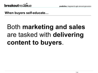 When buyers self-educate
Both marketing and sales are
tasked with delivering content
to buyers.
 