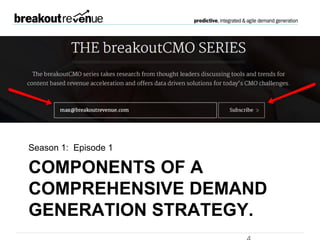 Components of a comprehensive
demand generation strategy
Season 1: Episode 1
 