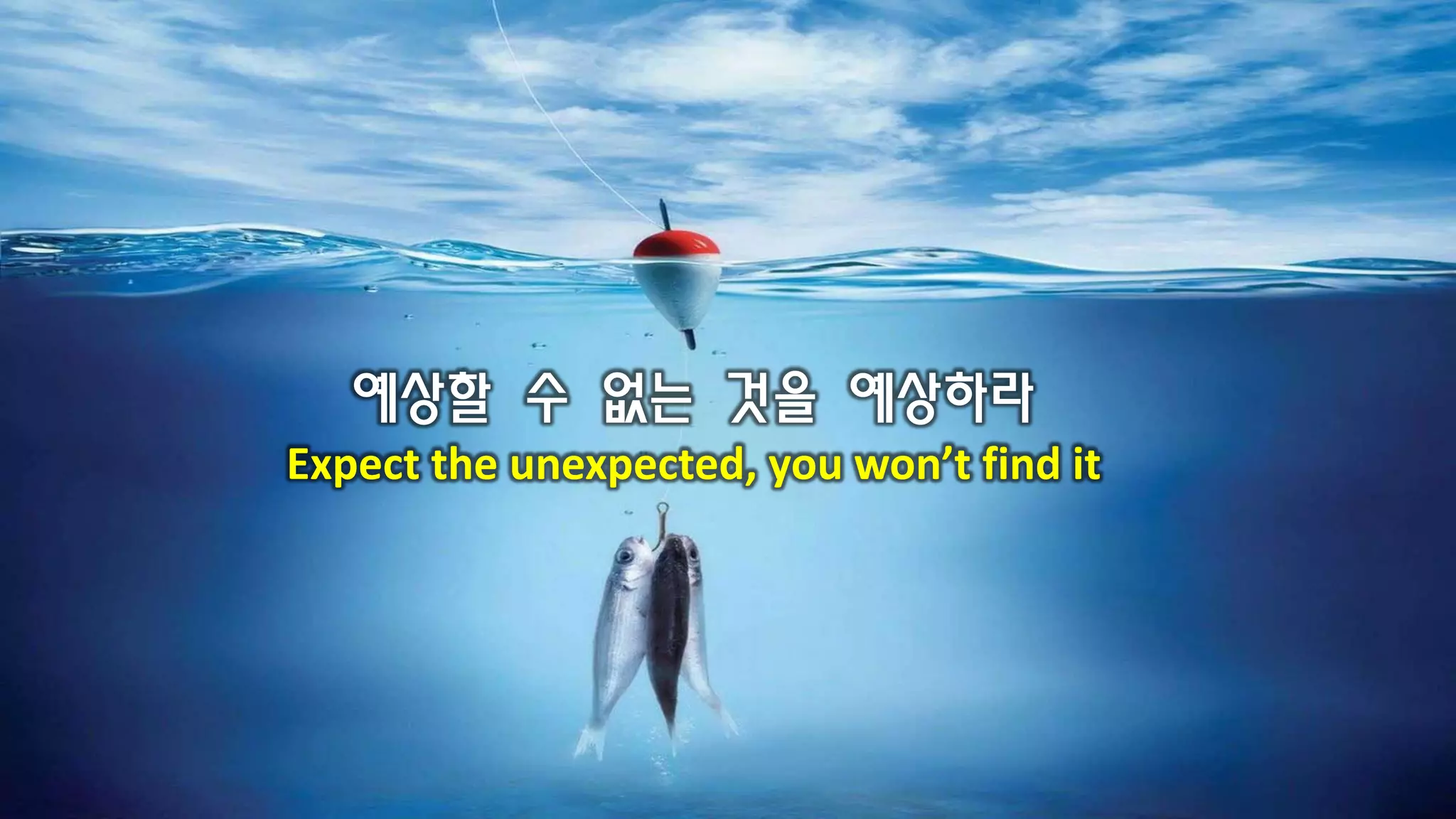 예상할 수 없는 것을 예상하라
Expect the unexpected, you won’t find it
 