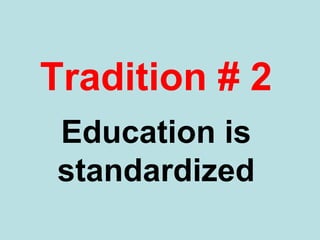 Model # 1
The teaching factory
Model # 2
The learning environment
The lecture hall / classroom
are the primary physical
environments for teaching.
Learning takes place in many
different environments.
Adapted from
Lars Kolind: The Second Cycle, p. 155-156.
 