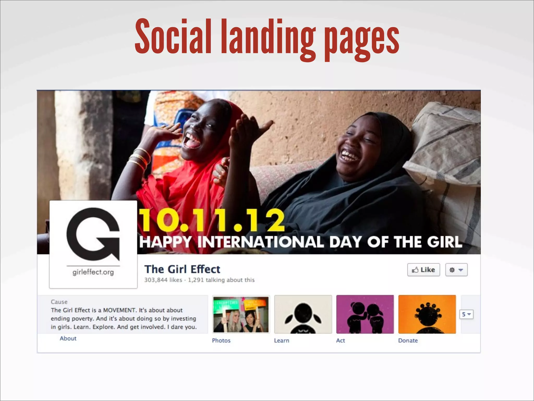 Social landing pages
 