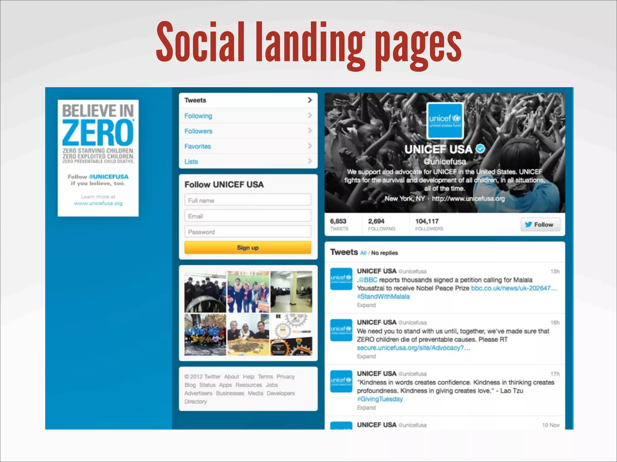 Social landing pages
 
