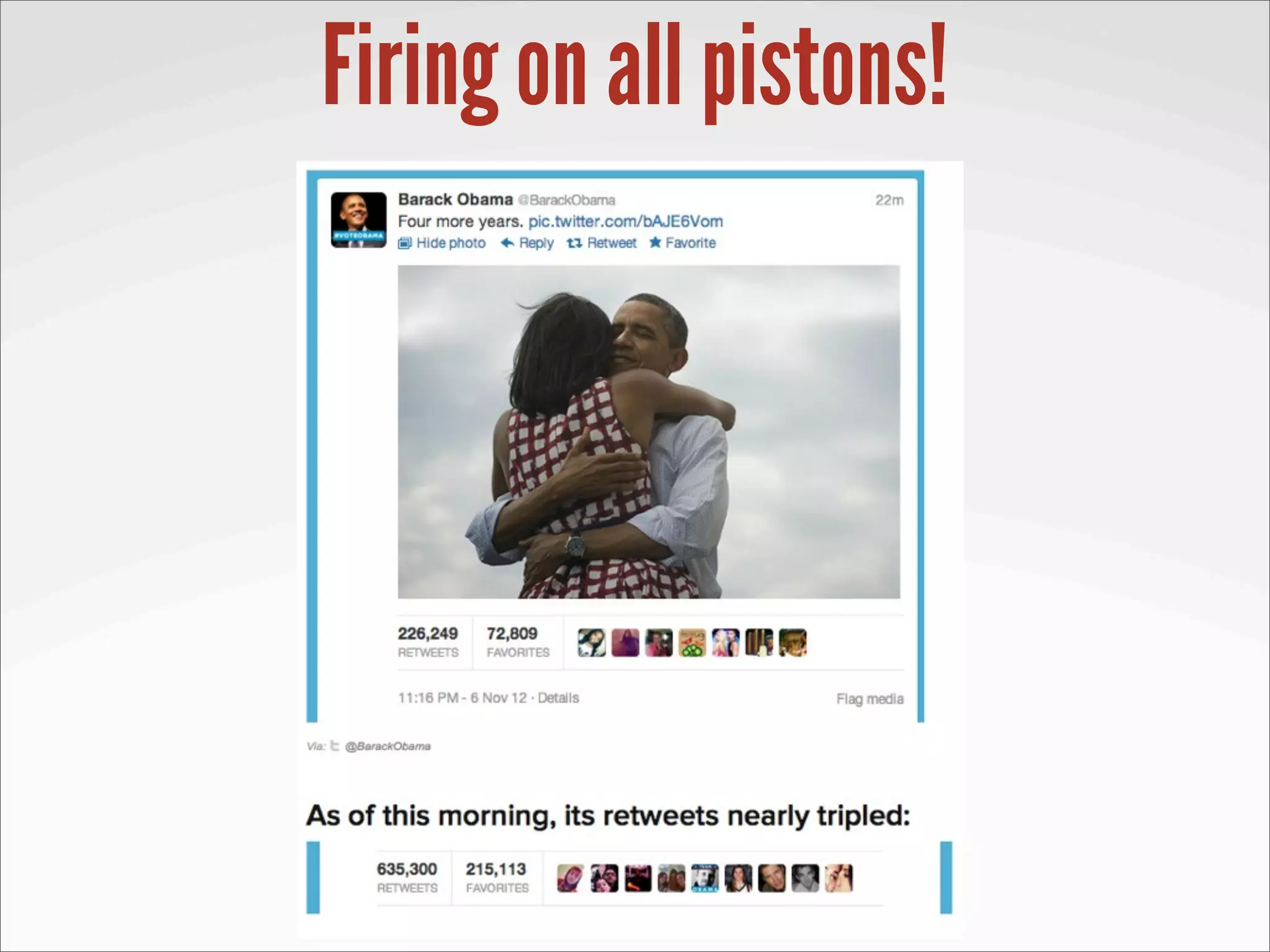 Firing on all pistons!
 