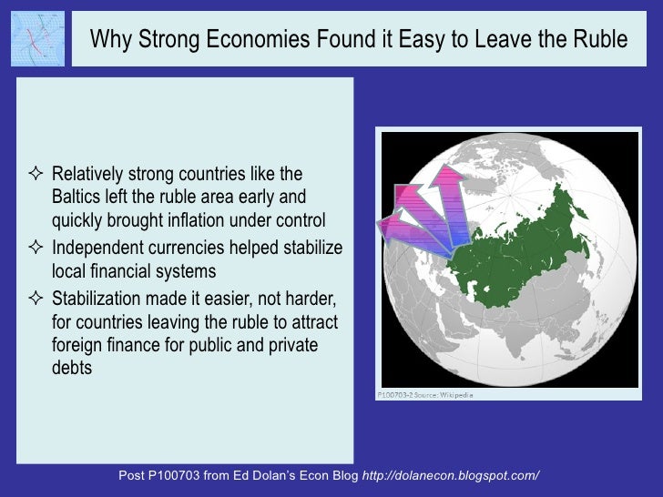 Why Strong Economies Found it Easy to Leave the Ruble <ul><li>Relatively strong countries like the Baltics left the ruble ...