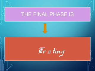 THE FINAL PHASE IS
Te sting
 