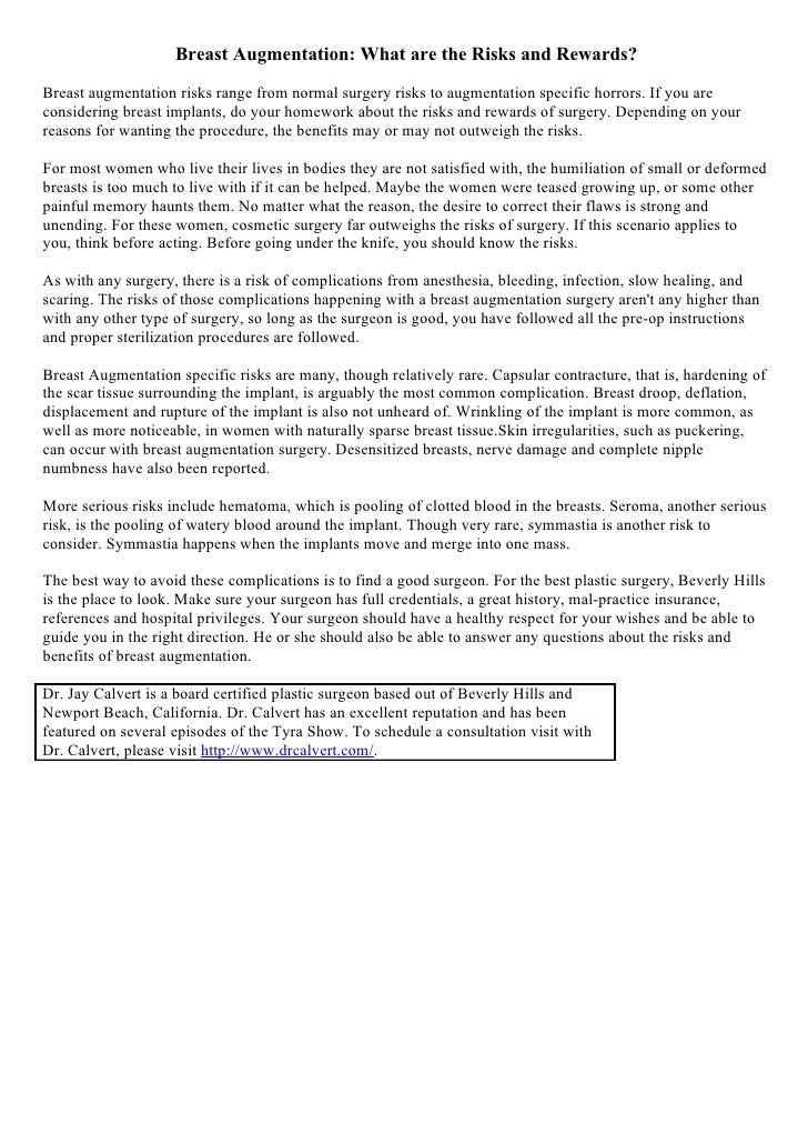 Breast Augmentation What Are The Risks And Rewards