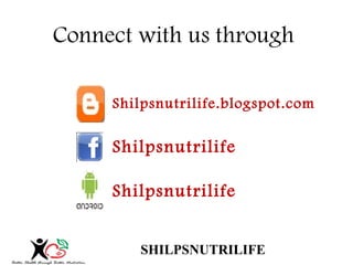 Connect with us through 
Shilpsnutrilife.blogspot.com 
Shilpsnutrilife 
Shilpsnutrilife 
SHILPSNUTRILIFE 
