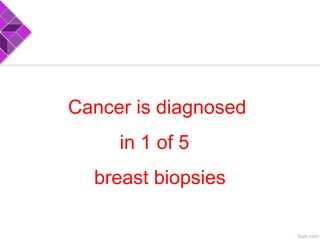 Cancer is diagnosed
in 1 of 5
breast biopsies
 