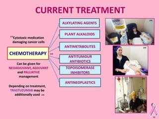 CURRENT TREATMENT
CHEMOTHERAPY
Cytotoxic medication
damaging cancer cells
ALKYLATING AGENTS
PLANT ALKALOIDS
ANTIMETABOLITE...