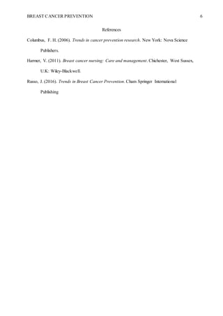 Breast cancer research paper sample | DOCX