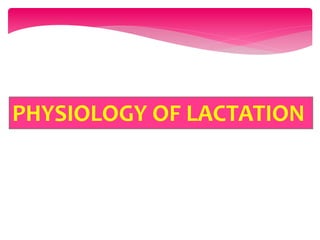 PHYSIOLOGY OF LACTATION
 