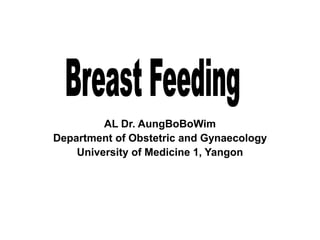 AL Dr. AungBoBoWim
Department of Obstetric and Gynaecology
University of Medicine 1, Yangon
 