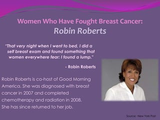Breast Cancer Myth #6<br />Wearing a bra all the time can cause breast cancer.<br /><ul><li>There has been no research tha...
