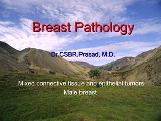 Breast PathologyBreast Pathology
Dr.CSBR.Prasad, M.D.Dr.CSBR.Prasad, M.D.
Mixed connective tissue and epithelial tumors
Male breast
 