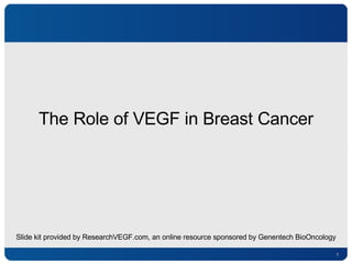 The Role of VEGF in Breast Cancer Slide kit provided by ResearchVEGF.com, an online resource sponsored by Genentech BioOncology 