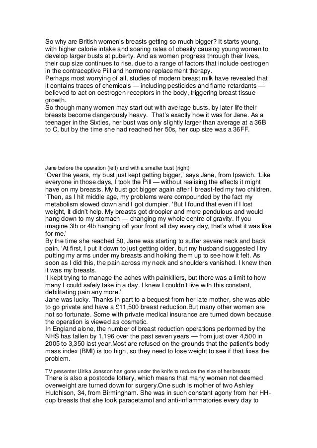 Dr Laurence Kirwan in the Daily Mail, How big breasts can take five