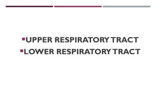 UPPER RESPIRATORYTRACT
LOWER RESPIRATORYTRACT
 