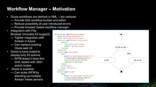 © 2018 Bloomberg Finance L.P. All rights reserved.
Workflow Manager – Motivation
• Oozie workflows are defined in XML – to...