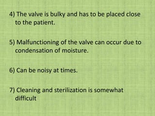 Semiopen type – mixing of inspired and expired gases occur and rebreathing depends on fresh gas flow. No CO2 absorber – Mapleson systemsSemiclosed system – part of the exhaled gases go out to the atmosphere, part of it gets mixed with inspired gases and is rebreathed. CO2 absorber is presentClosed system – complete rebreathing of expired gas. CO2 absorber is present.