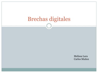 Brechas digitales




                    Melissa Lara
                    Carlos Muñoz
 