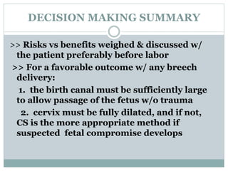 Breech Birth Network Algorithm BREECH.ppt