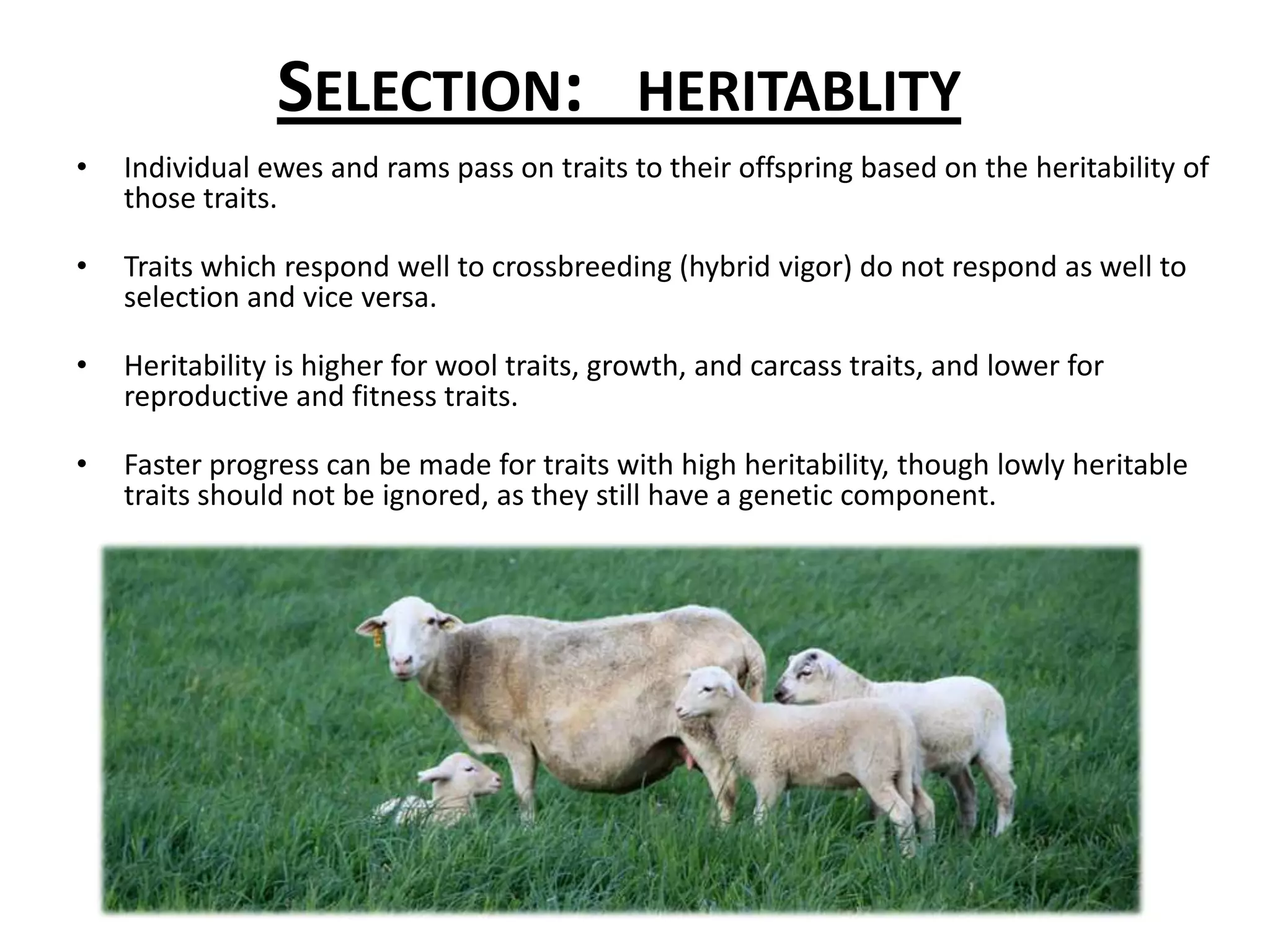 Traits with low heritability,  < 20%