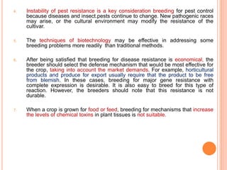 Breeding for resistance to disease and insect pests(biotic stress) | PPTX
