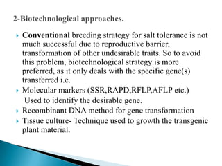 Breeding for salinity tolerance in hydroponic systems of crop plants | PPTX
