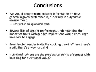 Incorporating gender-sensitive traits in breeding programs