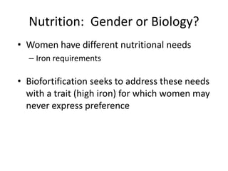 Incorporating gender-sensitive traits in breeding programs