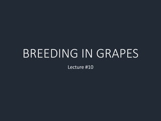 BREEDING IN GRAPES
Lecture #10
 