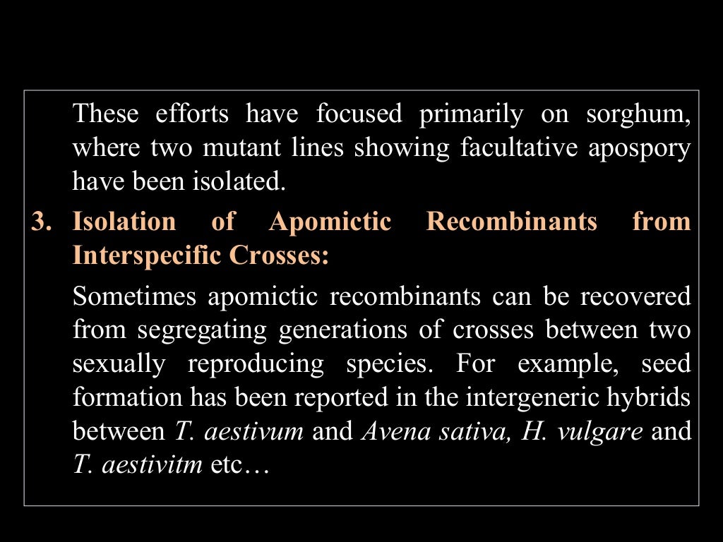 Breeding method for clonal propagation crops, apomixis and clonal sel…