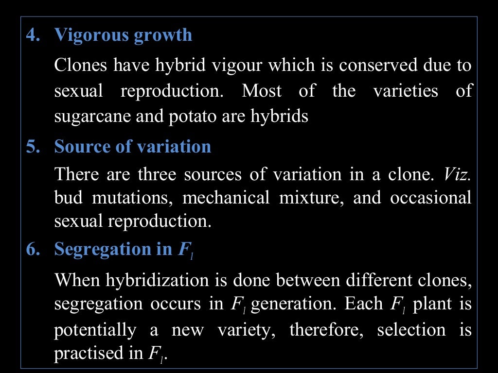 Breeding method for clonal propagation crops, apomixis and clonal sel…