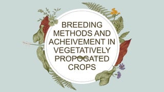 BREEDING
METHODS AND
ACHEIVEMENT IN
VEGETATIVELY
PROPOGATED
CROPS
 