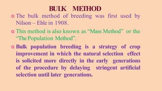 Breeding of self pollinated crops | PPTX