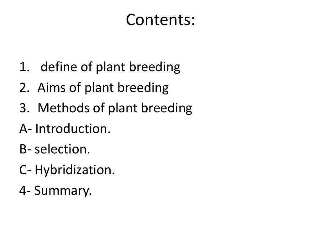 Plant Breeding Systems