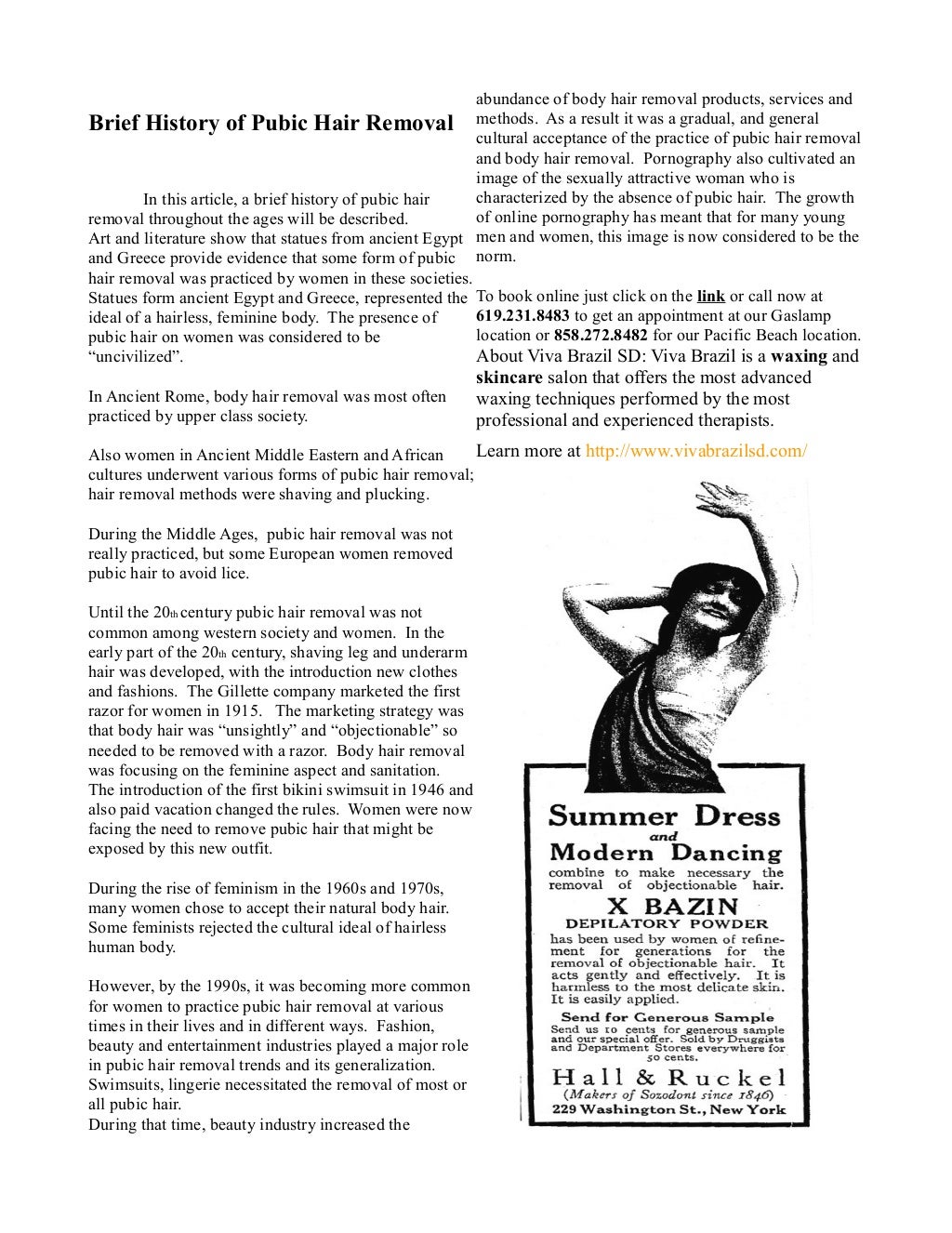 History of pubic hair removal