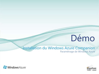 Service ManagementAutomatiser la gestion et le contrôle des applicationsFabric : collection de serveurs Multiples VMs par serveurChaque VM exécute un hyperviseur de type Windows Server 2008 64-bitChoisissez parmi 4 tailles de VM, selon vos besoinsFabric Controller se charge de la gestion des servicesVous précisez vos besoins – Il va trouver les ressourcesAugmente, réduit la capacité, met à jour les applications sur demandeAPI de management et déploiement=Fabric Agent