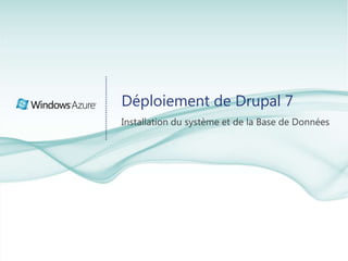 Une projet Codeplex bien pratiquePlusieurs façon d’installer:Base MySQLBase SQL AzureNoSQLPar défaut Azure Companion:Base MySQL en WorkerRoleMaintenu par Microsofthttp://archive.msdn.microsoft.com/azurecompanion