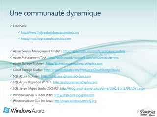 Le DataMarket Windows AzureAchetez et vendez vos donnéesDonnez une valeur commerciale à certaines de vos donnéeshttps://datamarket.azure.com