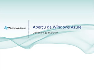 Aperçu de Windows AzureComment ça marche?