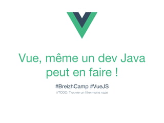 Vue, même un dev Java
peut en faire !
#BreizhCamp #VueJS
//TODO: Trouver un titre moins naze
 