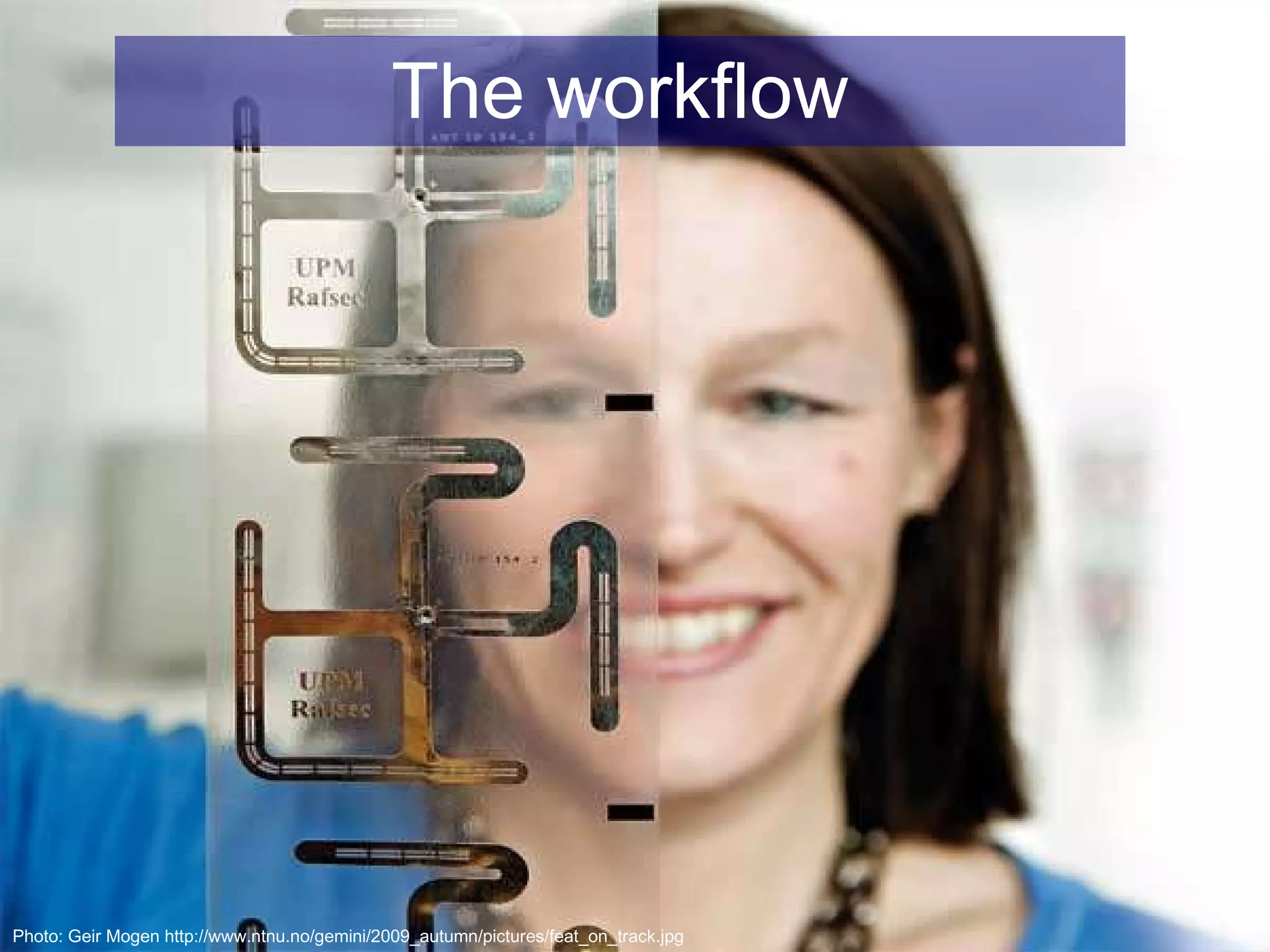 The workflow Photo: Geir Mogen http://www.ntnu.no/gemini/2009_autumn/pictures/feat_on_track.jpg 