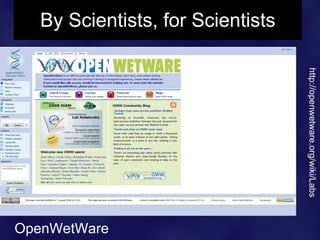 By Scientists, for Scientists




                                   http://openwetware.org/wiki/Labs
OpenWetWare
 