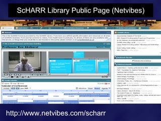 ScHARR Library Public Page (Netvibes)




http://www.netvibes.com/scharr
 