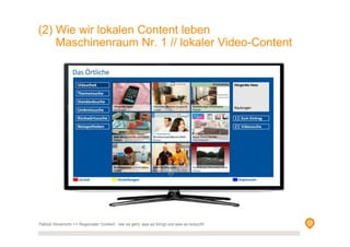 Patrick Hünemohr >> Regionaler Content - wie es geht, was es bringt und was es braucht!
(2) Wie wir lokalen Content leben
Maschinenraum Nr. 1 // lokaler Video-Content
 