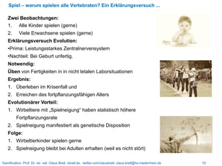 Gamification. Prof. Dr. rer. nat. Claus Brell, cbrell.de, twitter.com/clausbrell, claus.brell@hs-niederrhein.de 10
Spiel –...