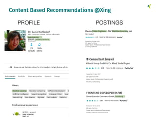 11
Content Based Recommendations @Xing
PROFILE POSTINGS
 